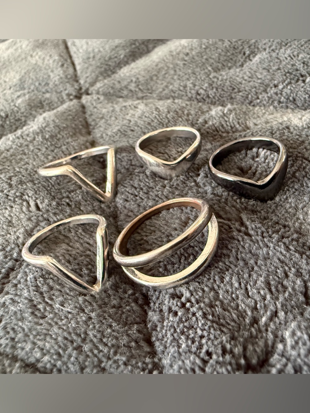 Silver & Gun Metal Tone Ring Set